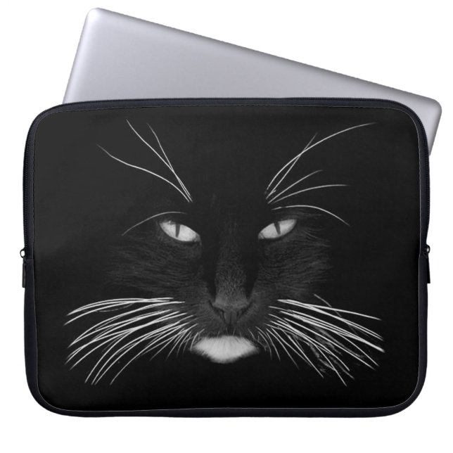 Housse Pour Ordinateur Portable Visage de chat noir (Devant)