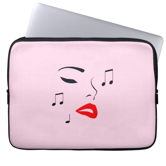 Housse Pour Ordinateur Portable Visage de musique féminine (Devant)