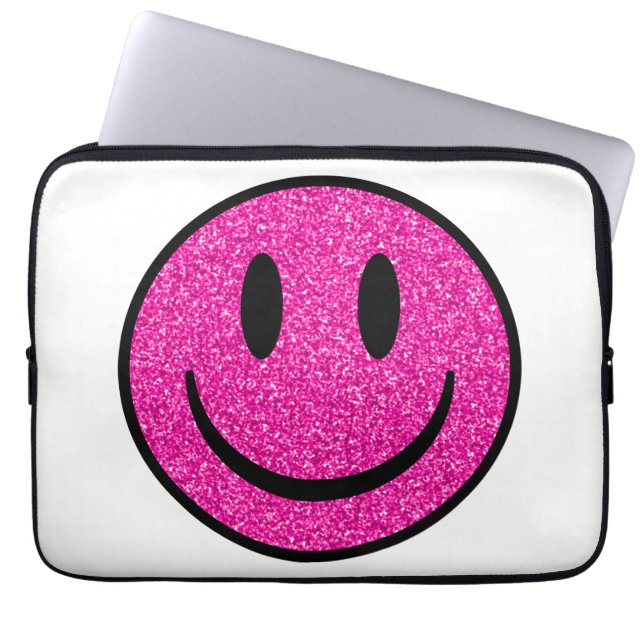 Housse Pour Ordinateur Portable Visage de sourire rose Parties scintillant (Devant)