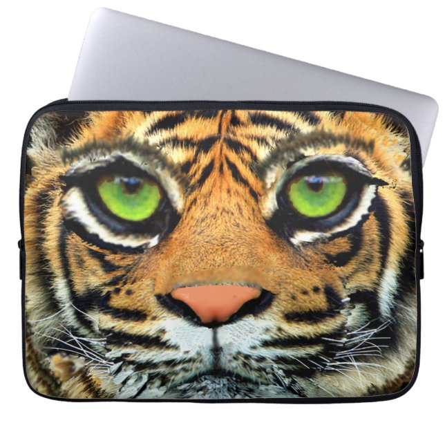 Housse Pour Ordinateur Portable Visage de Tigre Sauvage (Devant)
