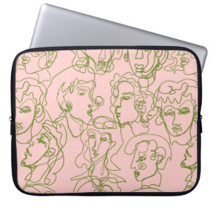 Housse Pour Ordinateur Portable Visages féminins abstraits contemporains. e minima