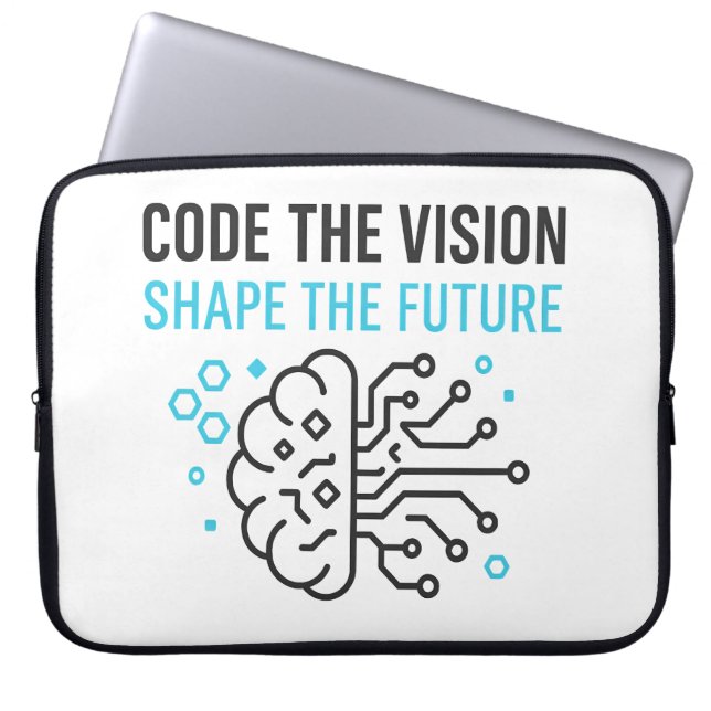 Housse Pour Ordinateur Portable Visionnaire technologique futuriste : Code binaire (Devant)