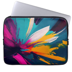 Housse Pour Ordinateur Portable Vivid Bloom – Énergie Florale Abstraite Explosive