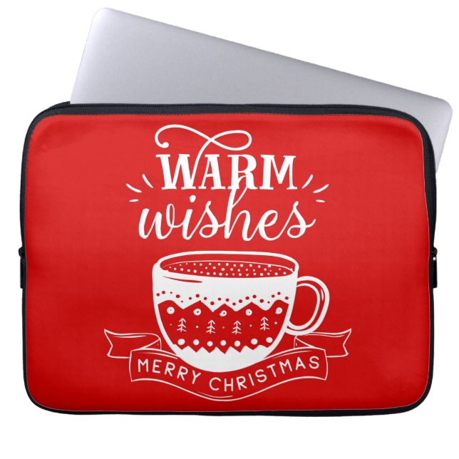 Housse Pour Ordinateur Portable Vœux chaleureux Tasse de café chaud cacao rouge bl (Devant)