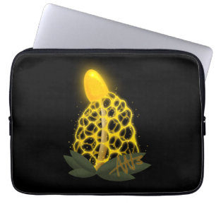 Housse Pour Ordinateur Portable Voile nuptiale magique Champignon jaune étincelant