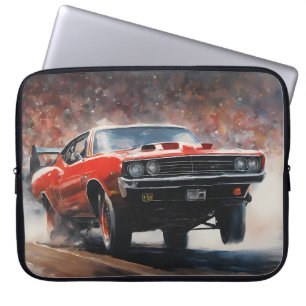 Housse Pour Ordinateur Portable Voiture rouge Vintage