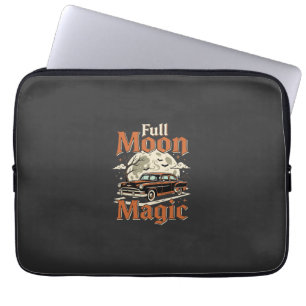 Housse Pour Ordinateur Portable Voiture Vintage Magie Pleine Lune Halloween