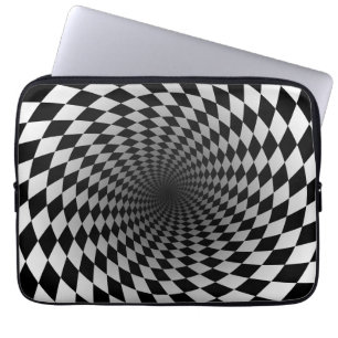 Housse Pour Ordinateur Portable Vortex à poitrine noire et blanche Illusion opti