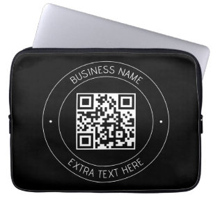 Housse Pour Ordinateur Portable Votre code QR & Texte modifiable   Noir & Blanc