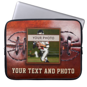 Housse Pour Ordinateur Portable Votre étui vintage de football avec PHOTO et TEXTE