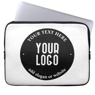 Housse Pour Ordinateur Portable Votre texte et logo téléchargé   Noir et blanc mod