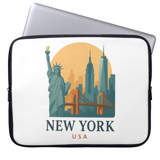 Housse Pour Ordinateur Portable Voyage minimaliste vintage à New York  (Devant)