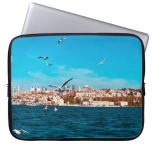 Housse Pour Ordinateur Portable Vue d'Istanbul avec mouettes par beau temps, B