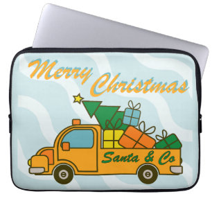 Housse Pour Ordinateur Portable Vue latérale du camion père Noël Joyeux Noël