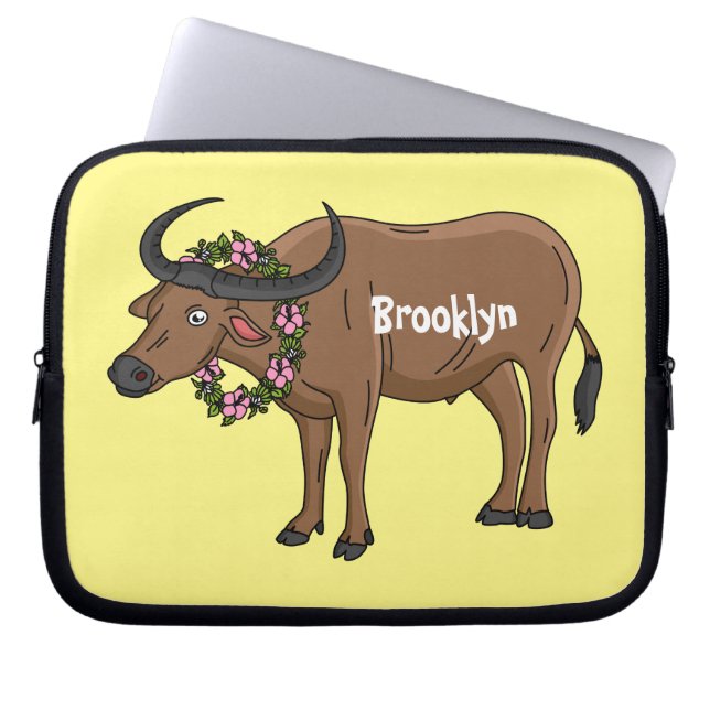 Housse Pour Ordinateur Portable Water buffalo with flowers (Devant)