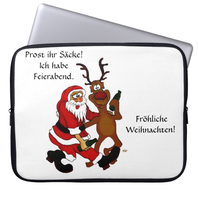 Housse Pour Ordinateur Portable Weihnachtsmann mit Elch - Prost ihr Säcke! (Devant)