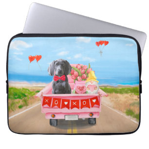 Housse Pour Ordinateur Portable Weimaraner Chien Valentine's Day Coeurs de camion