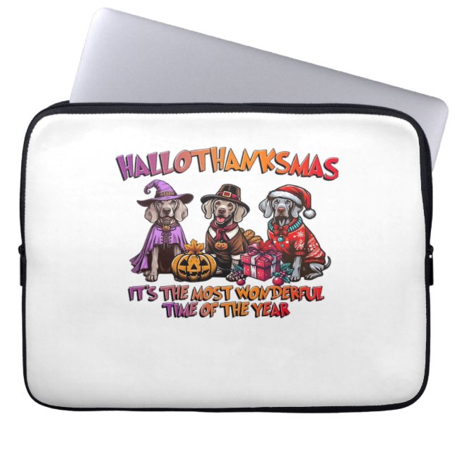 Housse Pour Ordinateur Portable Weimaraner Halloween Thanksgiving Christmas Oversi (Devant)