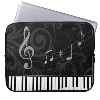 Housse Pour Ordinateur Portable Whimsical piano and musical notes