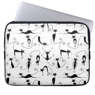 Housse Pour Ordinateur Portable Whimsical Skinny Motif de chat noir