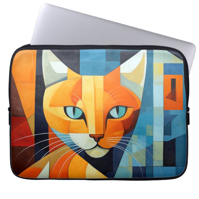 Housse Pour Ordinateur Portable Whiskers Abstraits : Chat orange (Devant)
