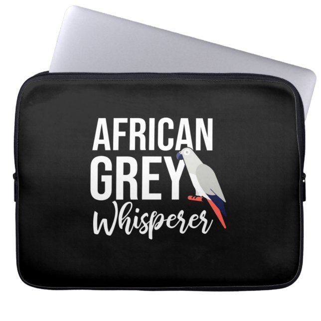 Housse Pour Ordinateur Portable Whisperer de perroquet gris africain (Devant)