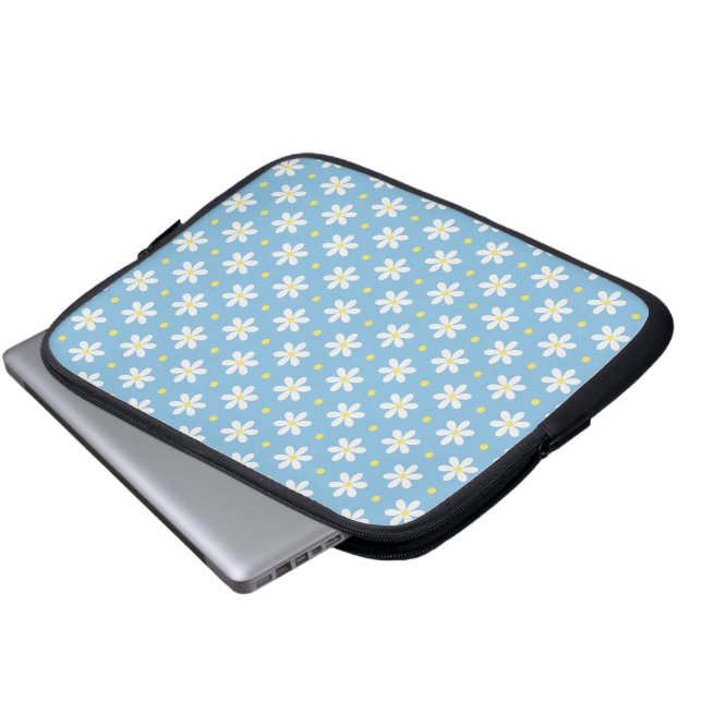 Housse Pour Ordinateur Portable White Daisies Pattern Custom Background (Devant bas)