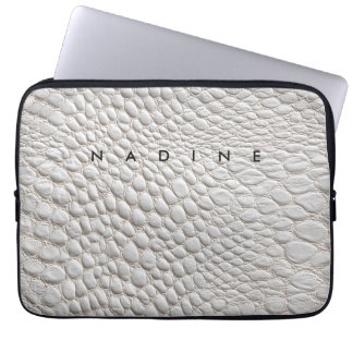 Housse Pour Ordinateur Portable White leather  texture