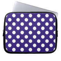 White polka dots on dark blue