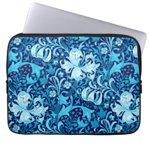 Housse Pour Ordinateur Portable William Morris Iris et Lily, Indigo Blue & White