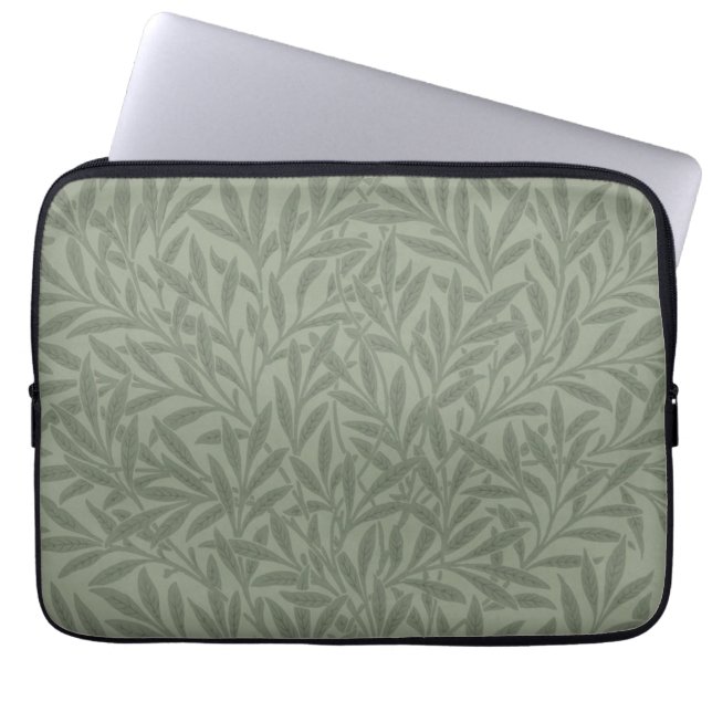 Housse Pour Ordinateur Portable William Morris Motif Saule Antique Vert Sauge (Devant)