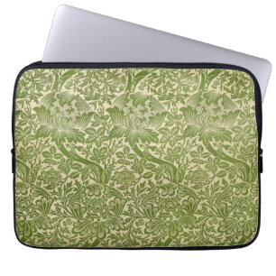 Housse Pour Ordinateur Portable William Morris Rose et chardon vert floral