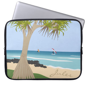 Housse Pour Ordinateur Portable Wing Foil Surfers Pandanus Tree at Beach ajouter N