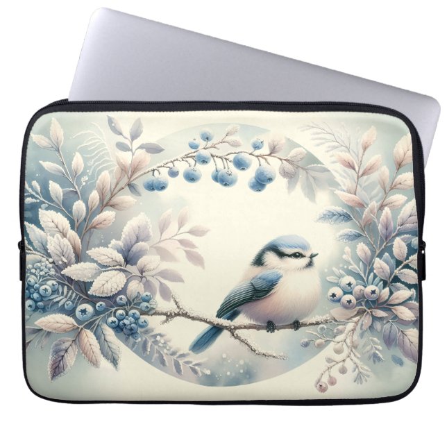Housse Pour Ordinateur Portable Winter Bluebird Berry Wreath (Devant)