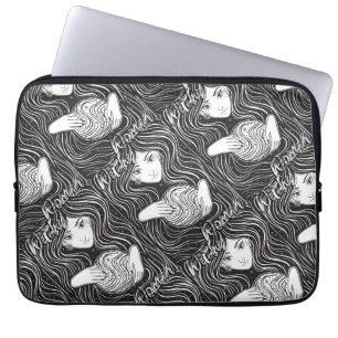 Housse Pour Ordinateur Portable Witchy Woman Artistique noir et blanc