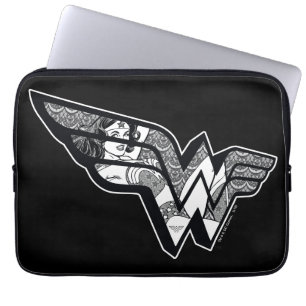 Housse Pour Ordinateur Portable Wonder Woman Assis Dans Le Logo En Dentelle Angled