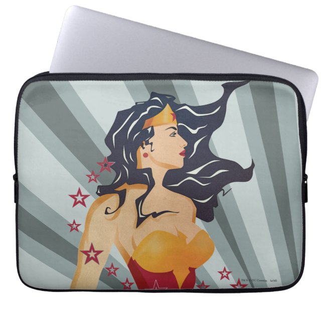 Housse Pour Ordinateur Portable Wonder Woman Profil rétrospectif Sunburst (Devant)