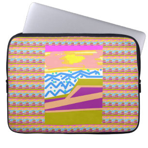 Housse Pour Ordinateur Portable Yacht Coucher de soleil jaune violet rose
