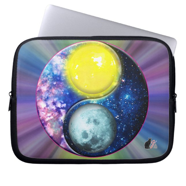 Housse Pour Ordinateur Portable Yang-Yin / Soleil-Lune (Devant)