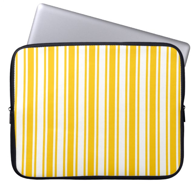 Housse Pour Ordinateur Portable Yellow and white candy stripes (Devant)