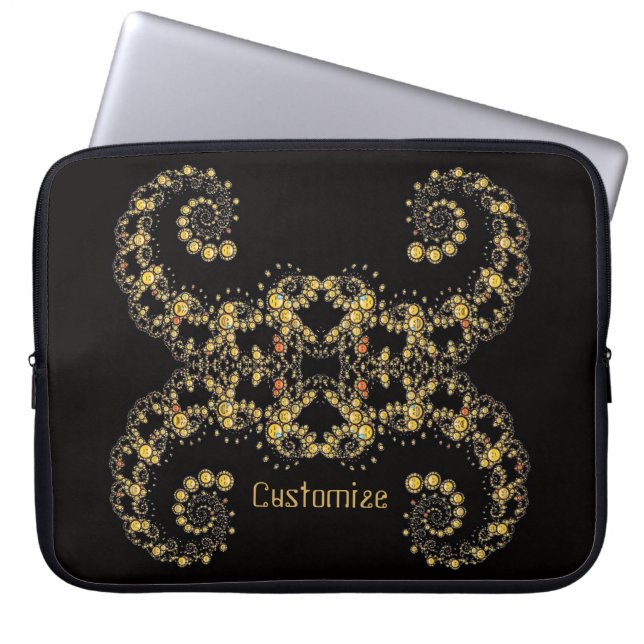 Housse Pour Ordinateur Portable Yellow Fractal Curls Laptop Sleeve (Devant)