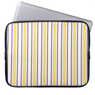Housse Pour Ordinateur Portable Yellow, purple and white candy stripes