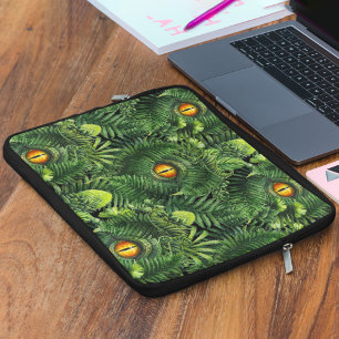 Housse Pour Ordinateur Portable Yeux de dinosaure Plantes vertes Art de créature a