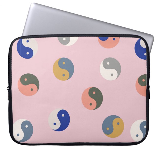 Housse Pour Ordinateur Portable Yin et yang motif sans faille, spirituel répétable (Devant)