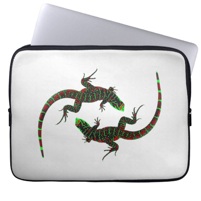Housse Pour Ordinateur Portable Yin Yang Lézards Argent (Devant)