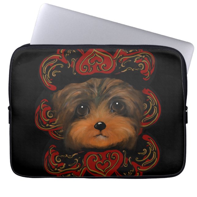 HOUSSE POUR ORDINATEUR PORTABLE YORKIE POO    (Devant)