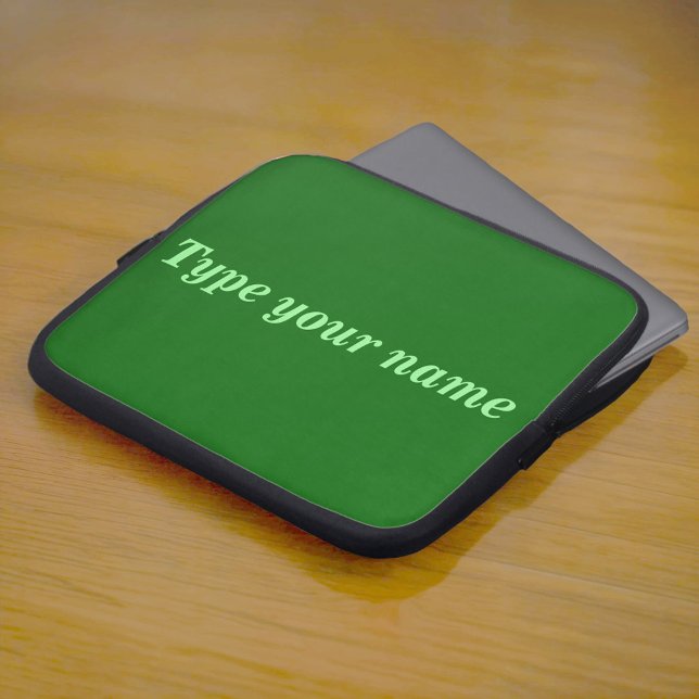 Housse Pour Ordinateur Portable Your Name on Green Laptop Sleeve (Green laptop sleeve with your name)