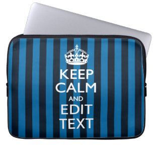 Housse Pour Ordinateur Portable Your Text on Keep Calm Blue Stripes Style
