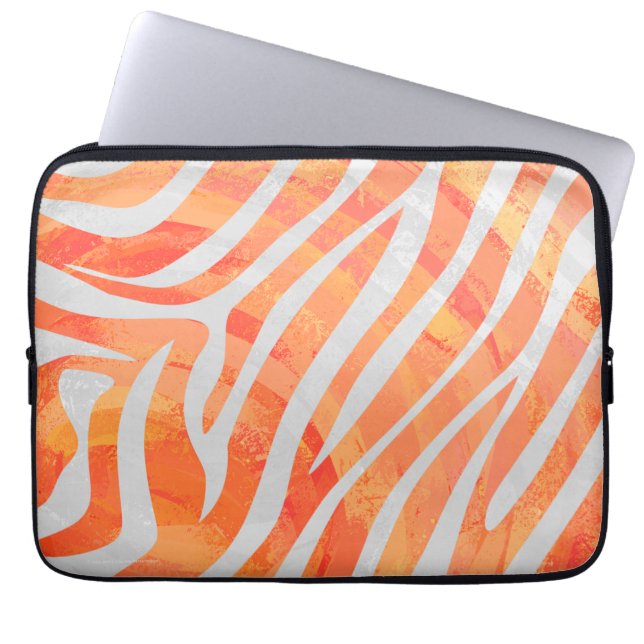 Housse Pour Ordinateur Portable Zebra Orange and White Print (Devant)