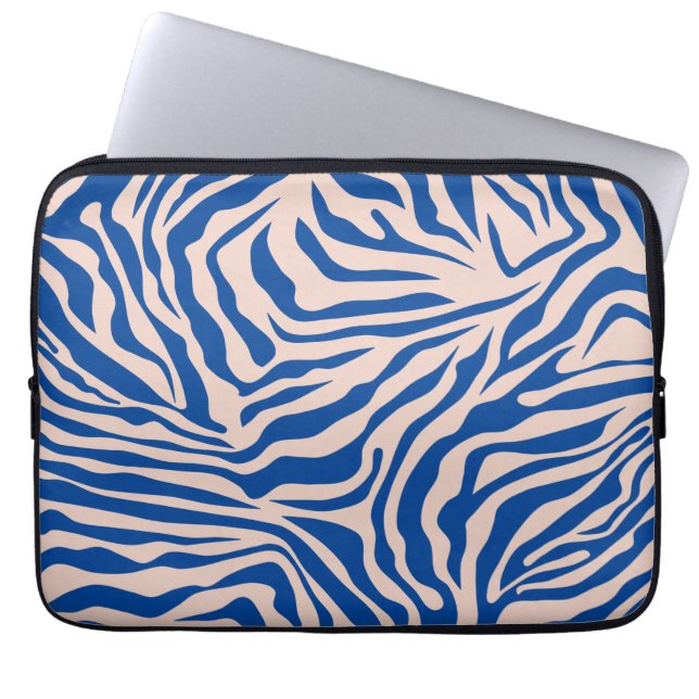 Housse Pour Ordinateur Portable Zebra Print Blue Zebra Stripes Animal Print (Devant)